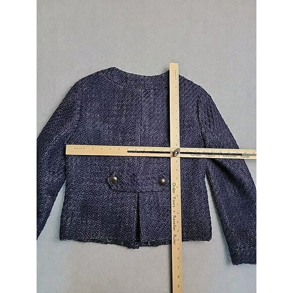 J Crew Blazer Womans 4 Purple Wool Blend Chunky 4 Button Office Broadway Crop - Picture 11 of 15